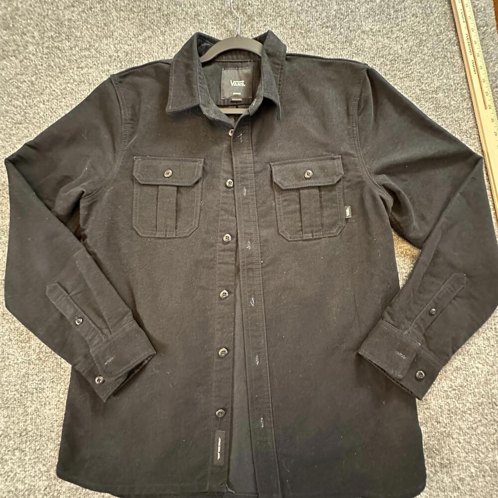 Vans Black Button-Up‎ Flannel Shirt - Medium